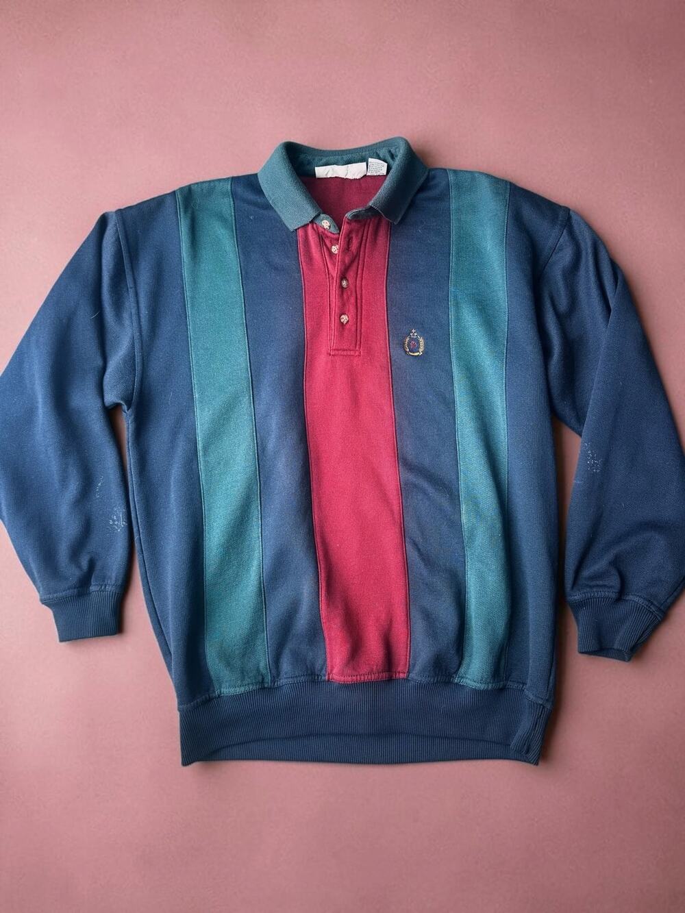 Vintage 90s Bugle Boy Polo Shirt Mens M Color Block Long Sleeve Philippines